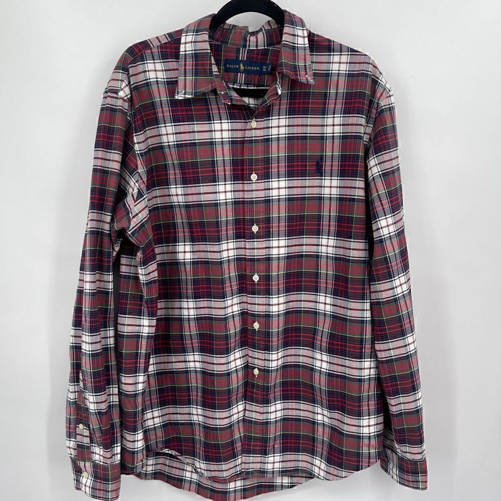 Ralph Lauren Button-Up Long Sleeve Collared Multicolor Plaid Shirt Size XL